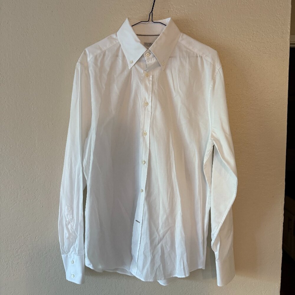Brunello Cucinelli Men's Dress Shirt Slim Fit Size M White